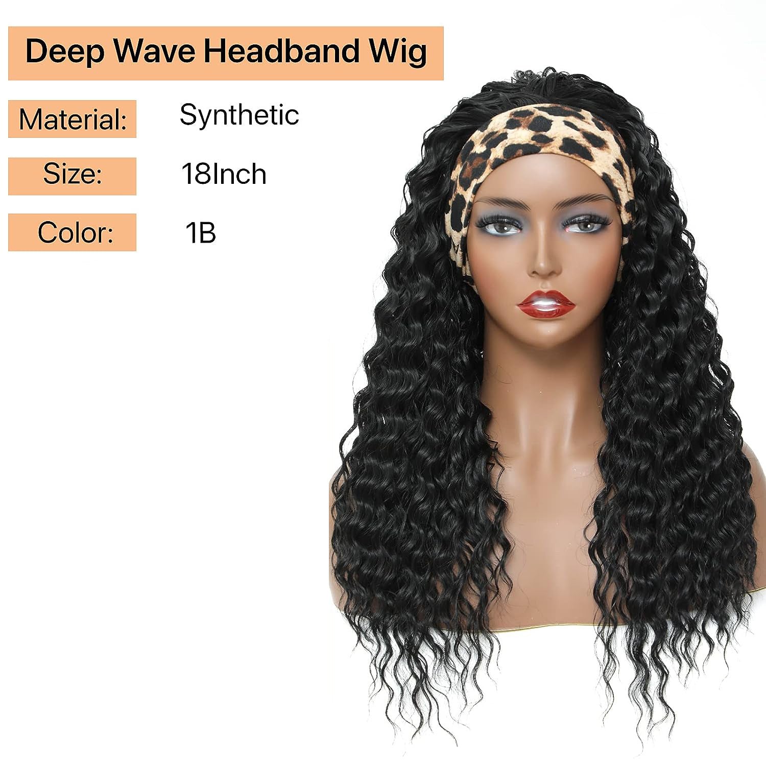 Wig European and American Style Synthetic Hair Headband Wig water curly Water ripple small rolls headband wig