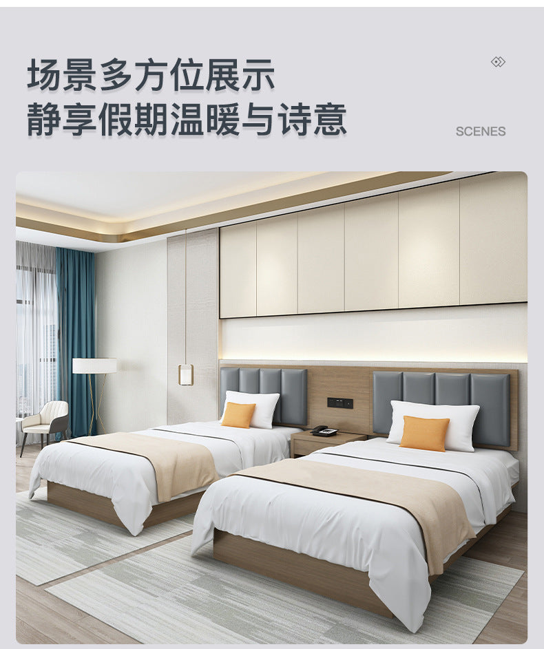 Hotel Bed Hotel Furniture Standard Room Full Set B&B Express Hotel Apartment Single and Double Bed B&B Guest Room Special Bed