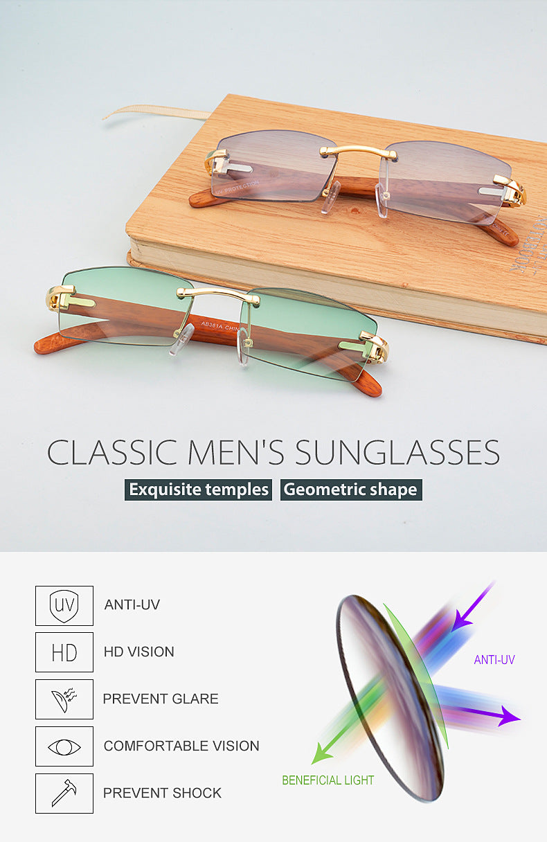 New Fashion Sunglasses for Men Ultra-Clear Frameless Sunglasses Ocean Lens Diamond Cut Edge Trendy Wholesale7533