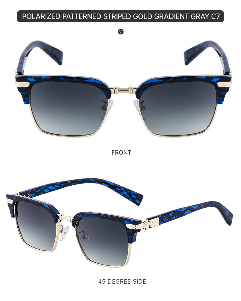 European and American New Retro Polarized Eyebrow Frame Sunglasses Men's Square Frame Sunglasses Men's Glasses Wholesale sunglasses