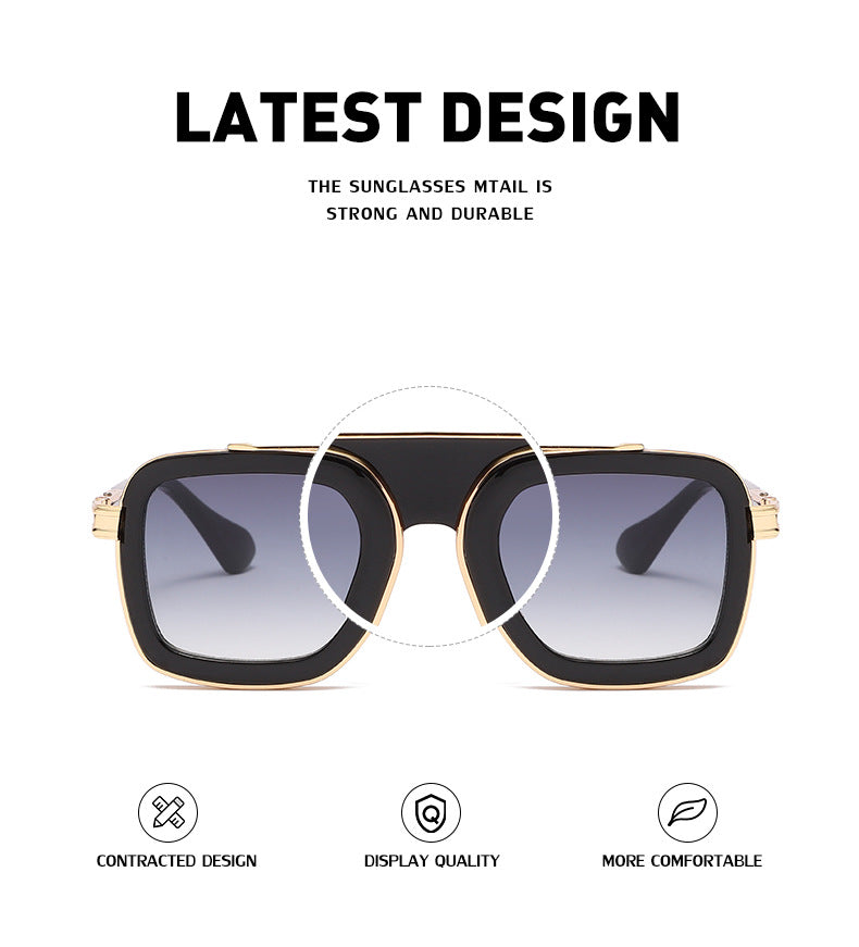 European and American Retro Square Frame Sunglasses for Men, Trendy European and American Punk Style, Internet Celebrity Same Style Sunglasses for Women ins Wind shades