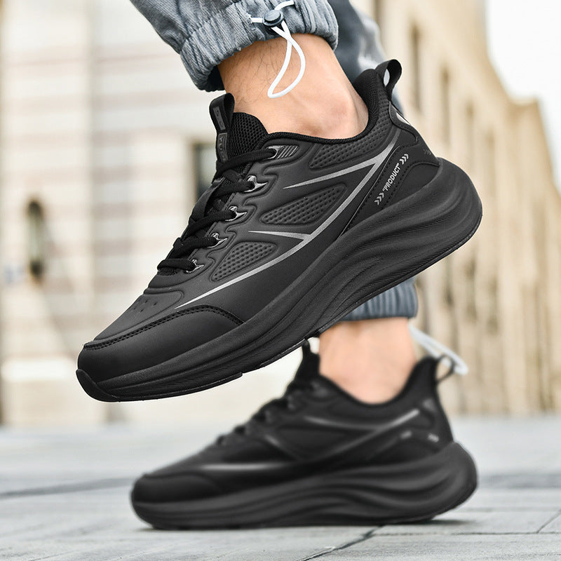 2025New Large Size Leather Waterproof Trendy Casual Men's Shoes Non-Slip Wear-Resistant Sports Shoes Shock Absorption Comfortable Running Shoes