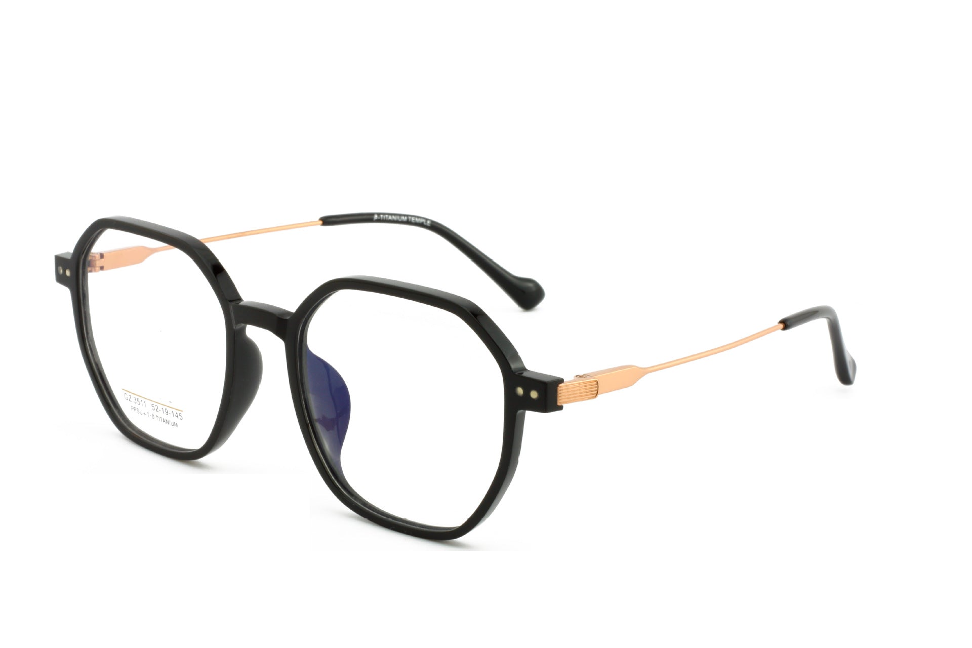 PPSU Titanium Eyeglass Frame Polygonal Retro Half Titanium Frame Fashion Commuting Versatile Glasses Business Lightweight Metal Frame