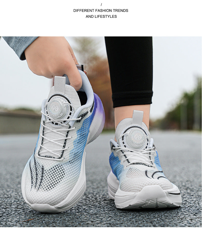 Red Rabbit Breathable Mesh Children's Rotating Buckle Trendy Shoes Boys' Non-Slip Wear-Resistant Sports Shoes Girls' Casual Mesh Running Shoes