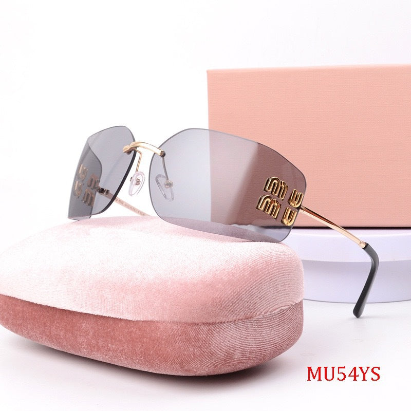 2014High Version Xiaohongshu Same Style Sunglasses for Women UV Protection Miu Miu New Frameless Sunglasses mu54y