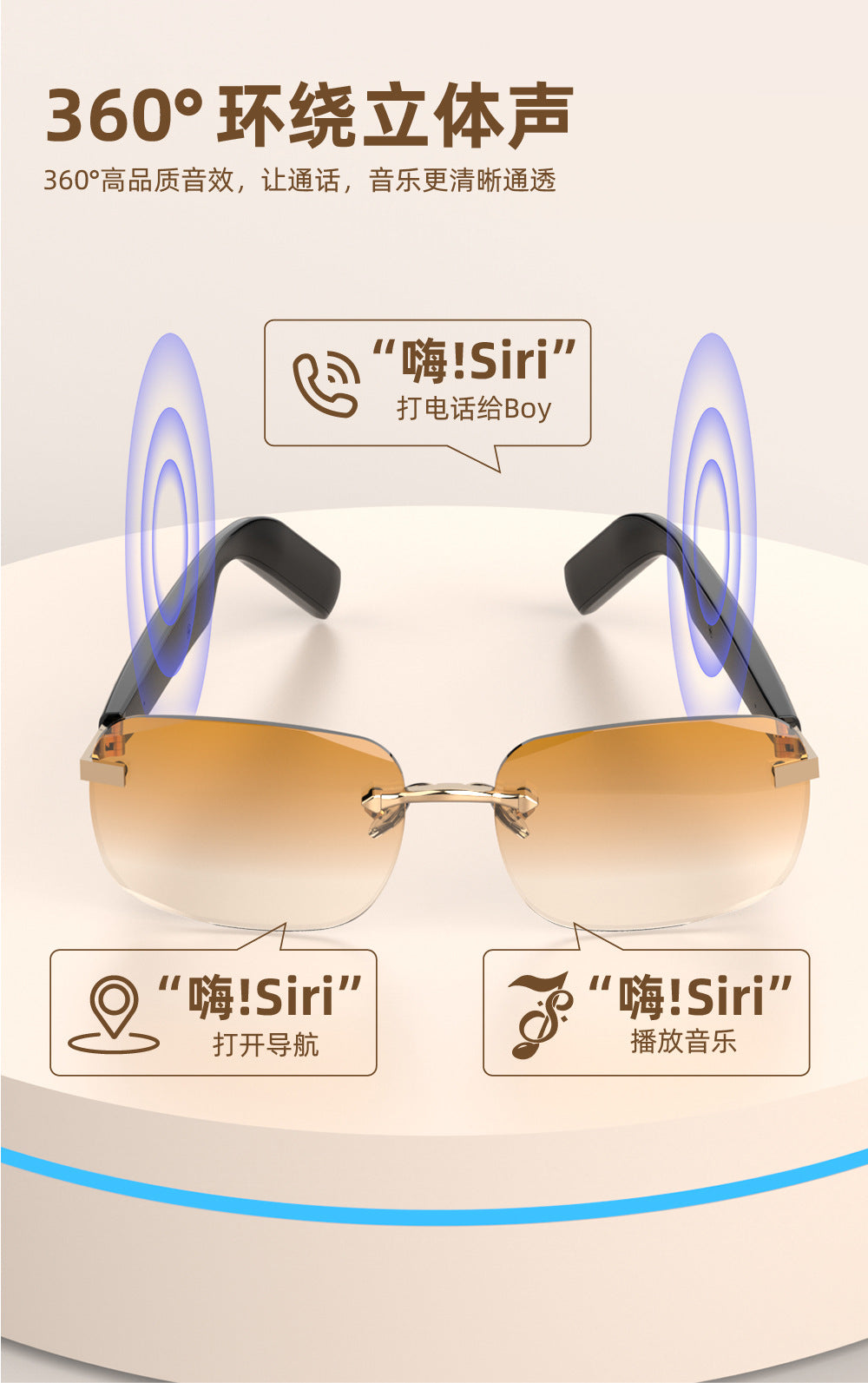 New Fashion Black Technology Smart Bluetooth Glasses UV Protection Call Photo Sunglasses Wireless Headphones Frameless