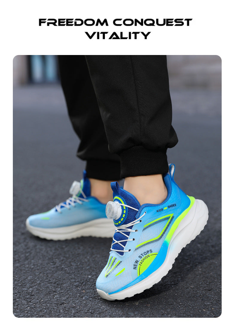 Spring and Summer New Children's Comfortable Breathable Button Running Shoes Fashionable Casual Kids Shoes Non-Slip Wear-Resistant Boys' Sports Shoes