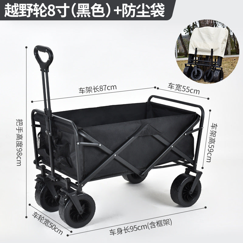 Camping Cart Outdoor Foldable Portable Flatbed Cart with Rear Opening, Liftable Table, and Stall Push Cart