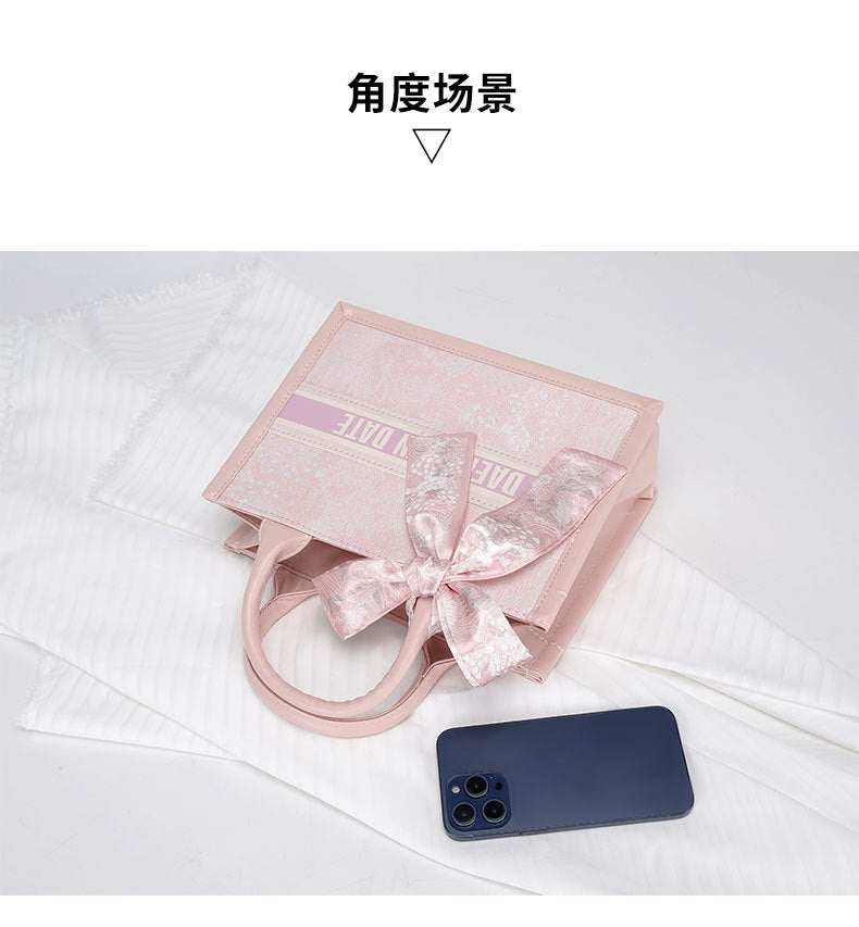 This Year's Trendy Handbag Large Capacity Embroidered Tote Bag for Women Trendy Texture Niche Commuter Handbag