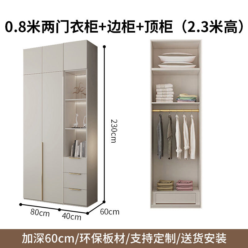 One-Door to Ceiling Heightened Solid Wood Wardrobe for Home Bedroom, Double Door Simple Assembly Cabinet, European Pine Board Storage Cabinet, Wardrobe