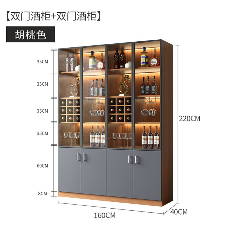 Glass Wine Cabinet for Living Room, Wall-Mounted, Modern Minimalist, Light Luxury, Double-Door Wine Cabinet, Home Dining Side Cabinet, High-End Display Storage Cabinet