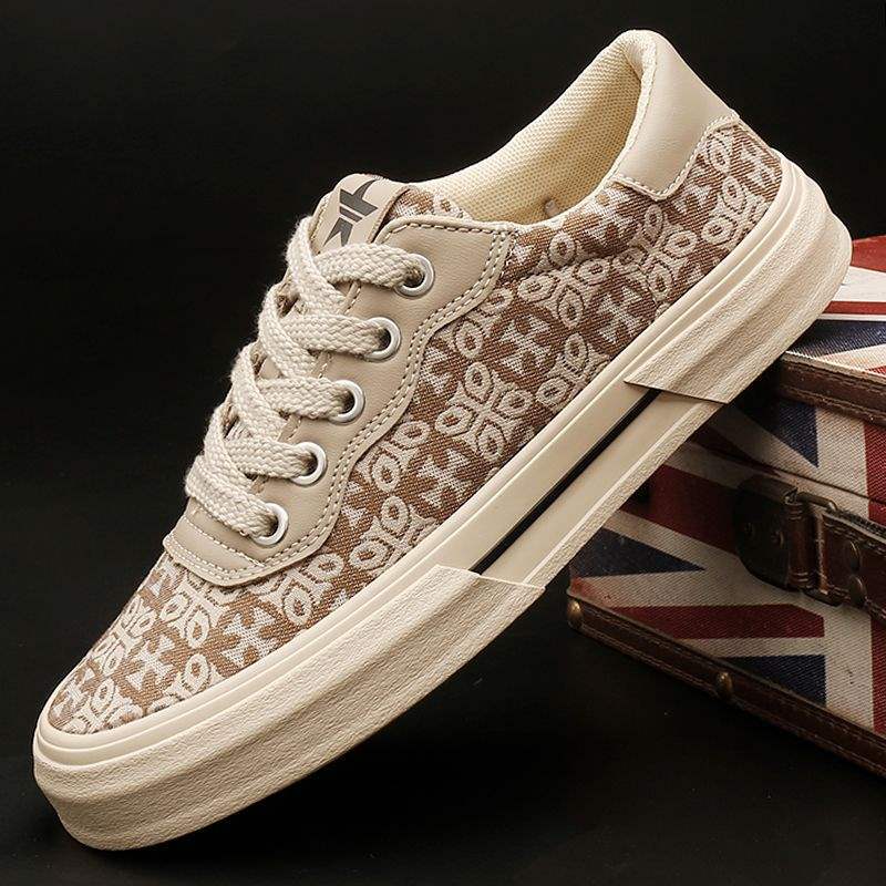 25138 Men's Flat Lace-Up Low-Top Canvas Shoes Retro Spring Trendy Sneakers Breathable Summer Casual Trendy Shoes
