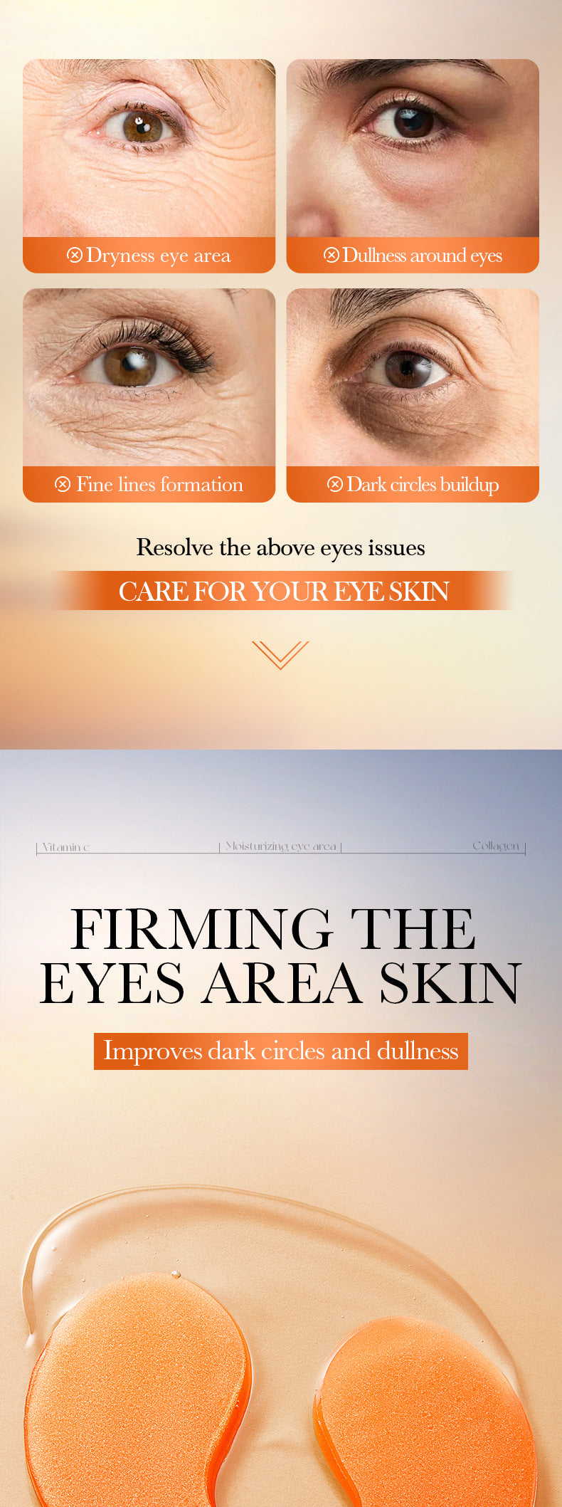 BIOAOUA Vitamin C Collagen Brightening Moisturizing Eye Mask Hydrating Eye Mask  Wholesale