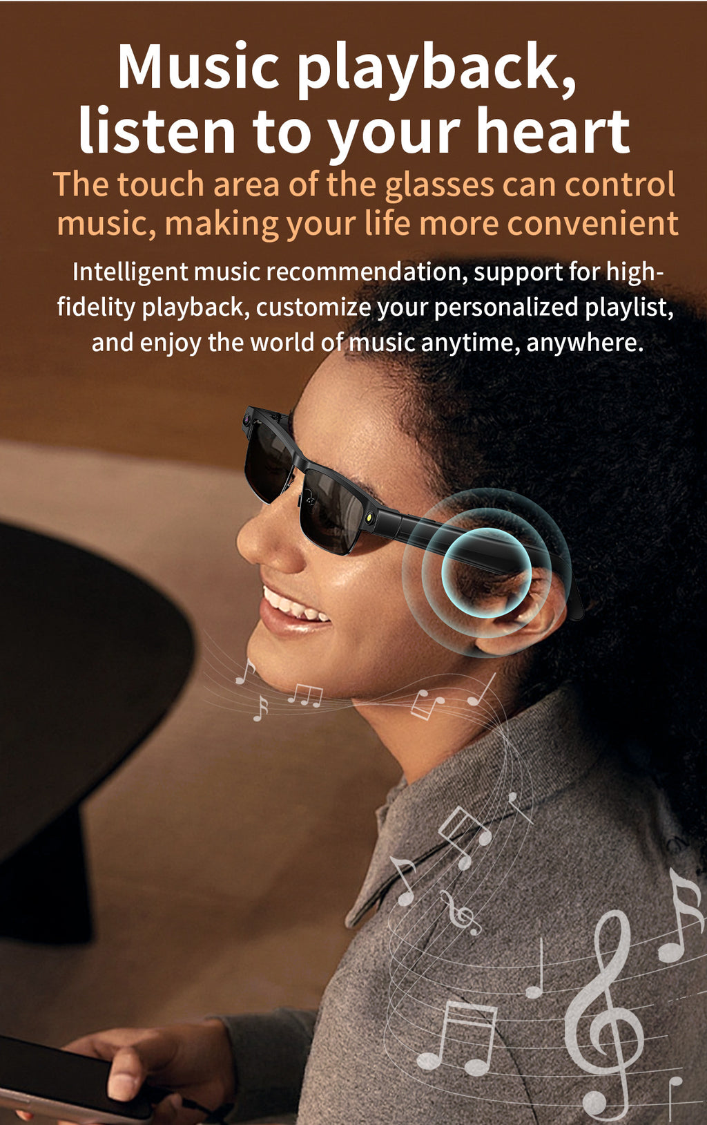 L802Smart Glasses800100 Megapixel Camera with Image Stabilization1200P Video Recording Half Frame Color Changing Sunglasses Translation