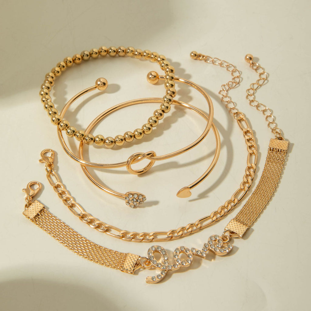 European and American Jewelry High-End Imitation Crystal Butterfly Bracelet Set Fashion Inlaid Diamond Heart Bracelet Wholesale