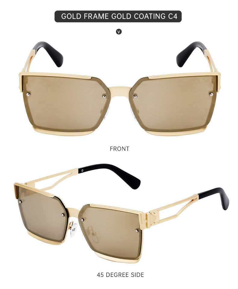 European and American Retro Punk Style Square Frame Sunglasses for Women Outdoor Sunshade Sunglasses for Men High-end Glasses Wholesale