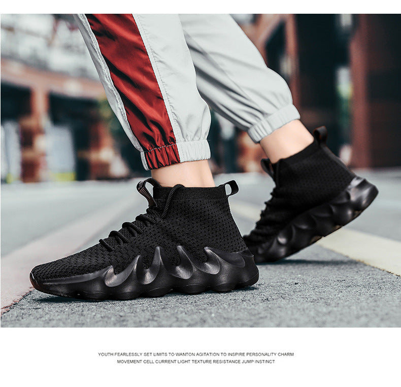 New Large Size Men's Shoes Sports Casual Shoes Men's Korean Style Trendy Shoes Lightweight Breathable Sock Shoes Men's Volcano Shoes