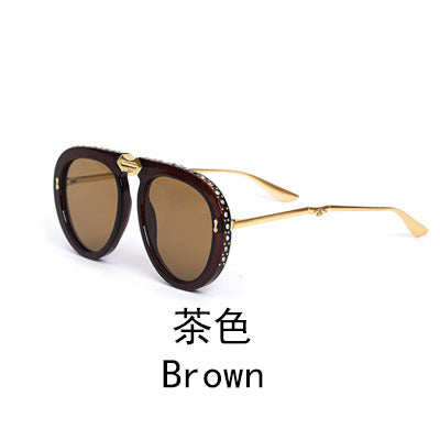 Diamond-Encrusted Foldable Sunglasses for Women Fashionable Internet Celebrity Style Sunglasses Artistic Bare-Faced Glasses Toad Glasses sunglasse