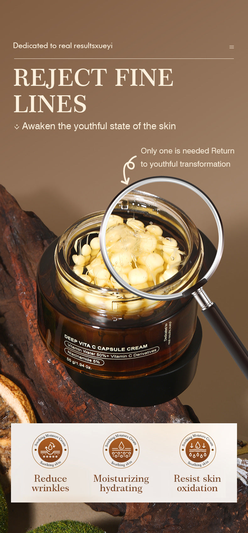 All VC Facial Capsule Cream Wrinkle Smoothing Anti-Wrinkle Essence Cream Hydrating Moisturizing Universal Face Cream