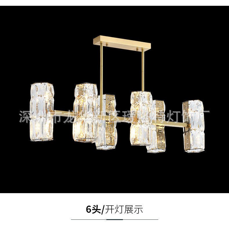 All-Copper Crystal Chandelier Post-Modern Minimalist Nordic Living Room Lamp Dining Room Chandelier Creative Bedroom Lamp Clothing Store Lighting