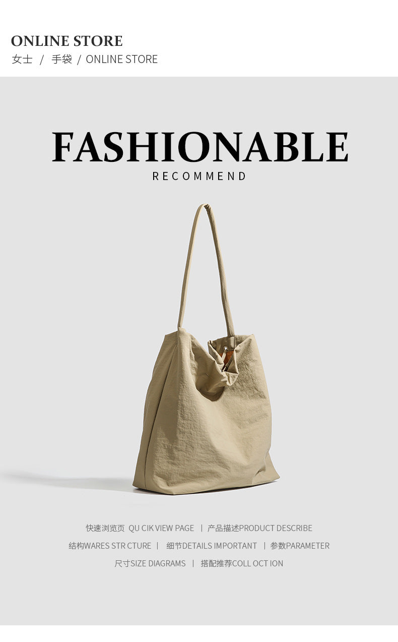 Oxford Cloth Workwear Korean Style Large Capacity Totes Idle Style Solid Color Leisure Class Commuter Shoulder Bag Bags