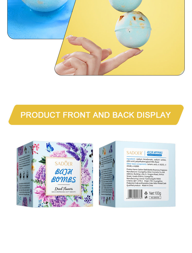 Full English Dried Flower Explosive Bath Salt Ball100gSADOER Clean Fragrance Bath Ball  Wholesale