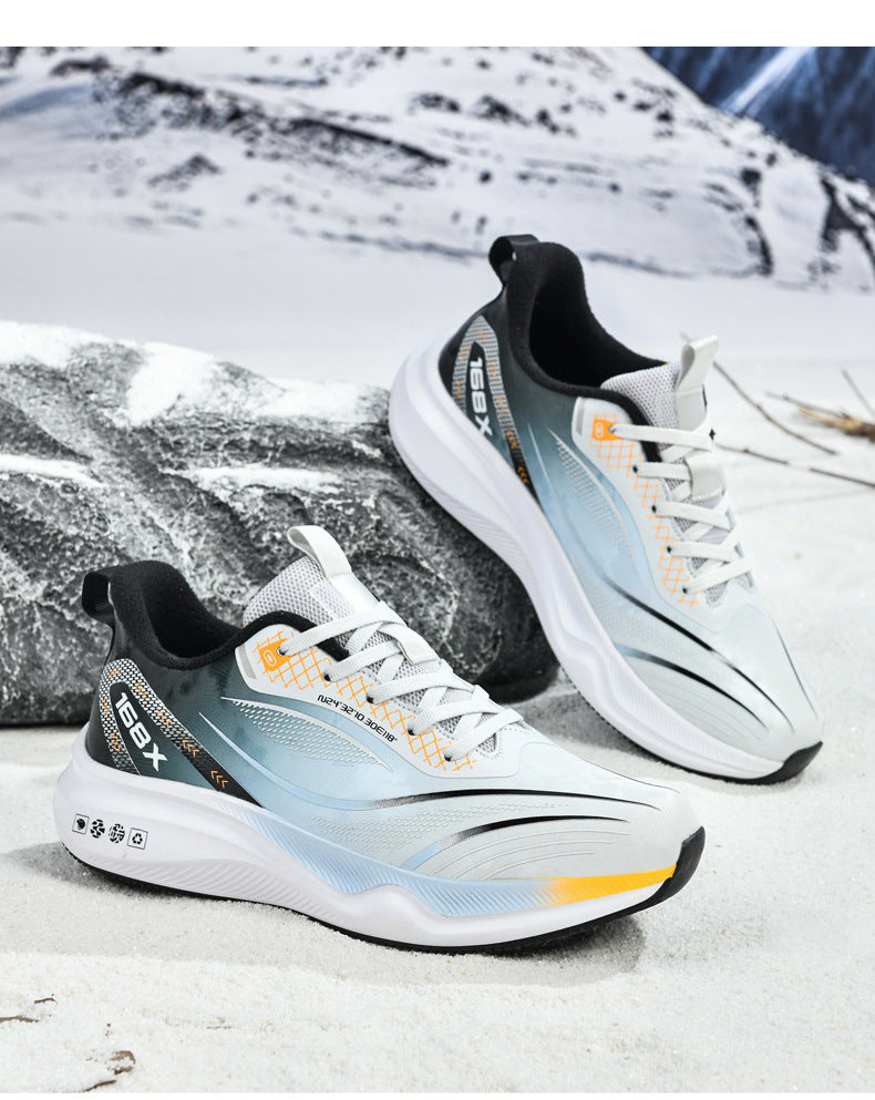 Autumn Winter New Large Size Fashion Leather Surface Fleece Lined Thickened Warm Casual Shoes Real Carbon Plate Sports Running Shoes