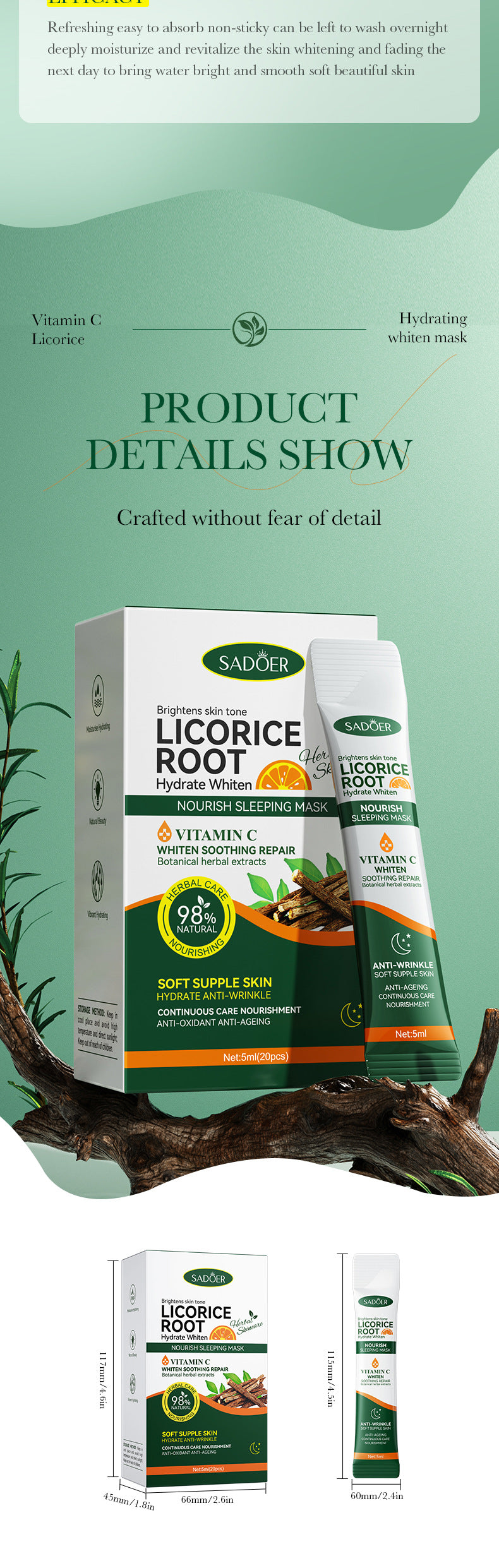 All English Good Night Cooling Mask SADOER Vitamin C Aloe Vera Sleeping Mask No-Rinse  Foreign Trade Live Wholesale