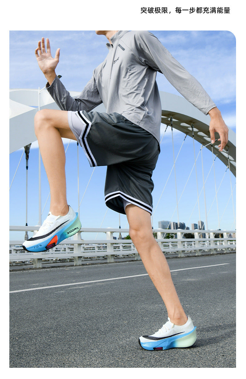 2025Autumn New High Elastic Double Mesh Breathable Sports Shoes Air Cushion Shock Absorption Full Palm Carbon Plate Couple Racing Running Shoes