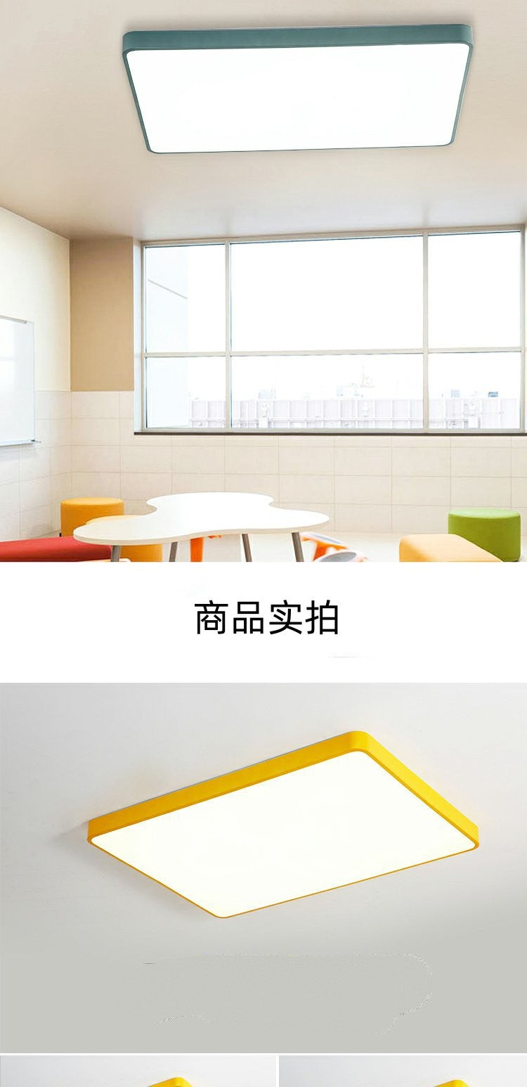 Home Living Room Lamp Rectangular Creative Macaron Ceiling Lamp Room Lamp Modern Simple Iron Art led Bedroom light