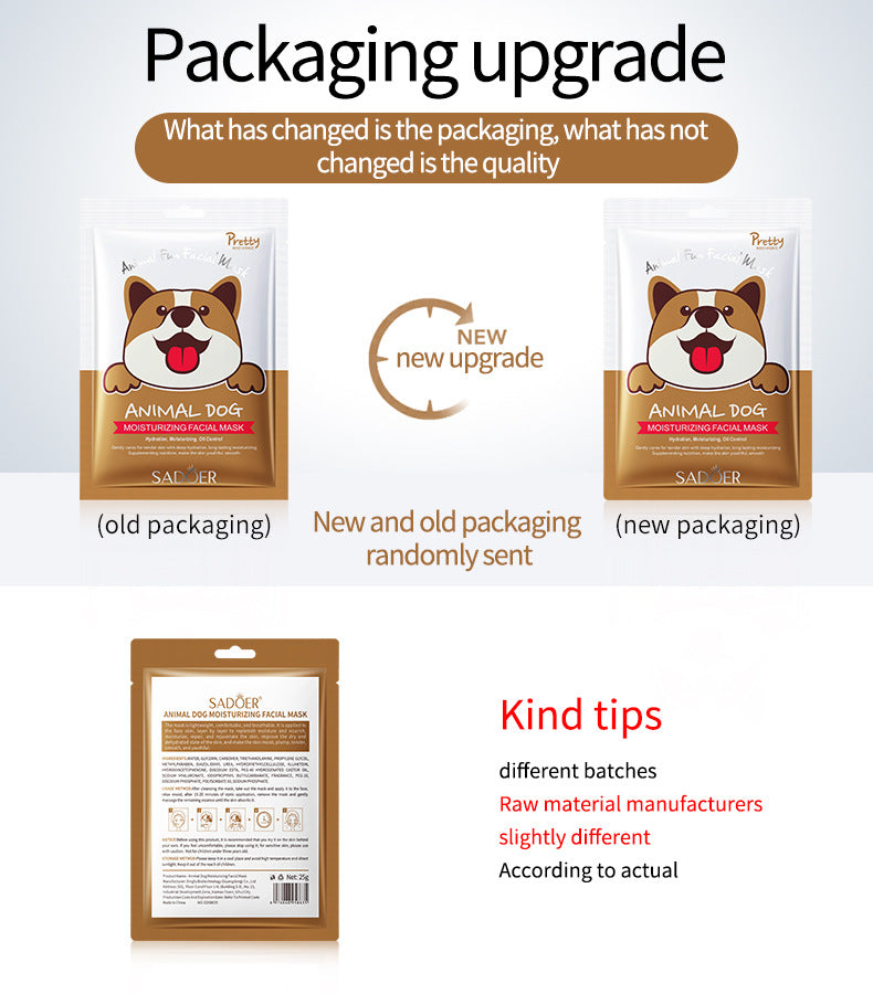 Full English Animal Pattern Mask25g SADOER Hydrating and Moisturizing Skin Care Tablets for  Wholesale