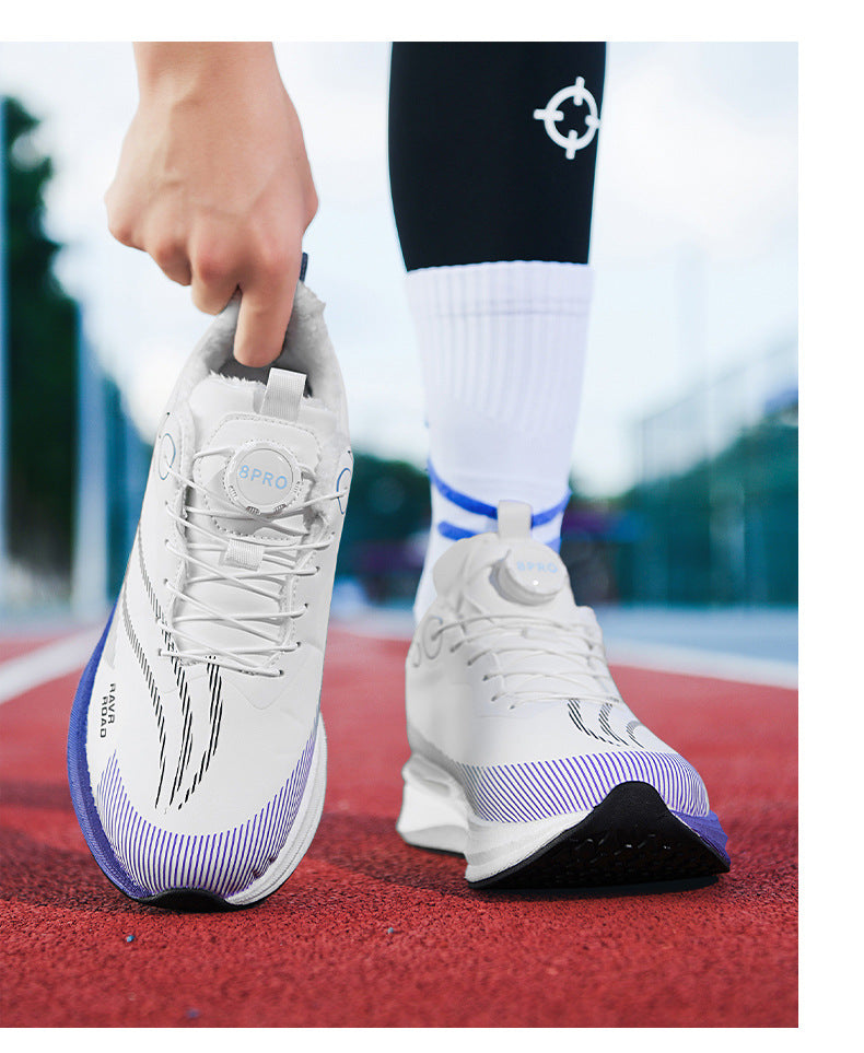 Red Rabbit8PRO Real Explosive Carbon Plate Youth Racing Leather Surface Fleece-Lined Warm Running Shoes for Men and Women with Rotating Buckle Sports Shoes