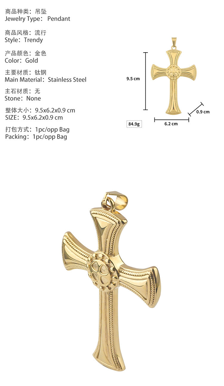 Source Simple Cross Electroplated gold Stainless Steel Men's Pendant Titanium Steel Necklace Accessories Factory Wholesale
