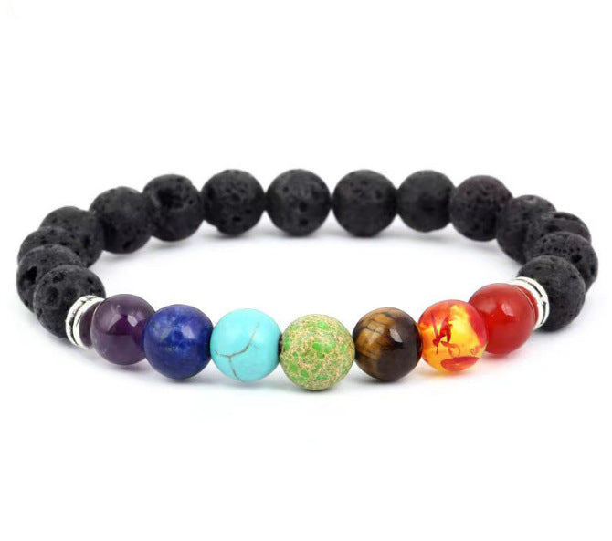 European and American Popular Natural Stone Beaded Bracelet Red Wood Grain Round Bead Stone Bracelet Wholesale