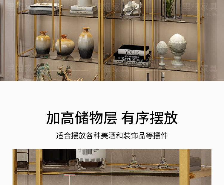 Simple Wine Cabinet Wall-Mounted Living Room Modern Simple Glass Storage Cabinet Home Storage Cabinet Light Luxury High-End Display Cabinet