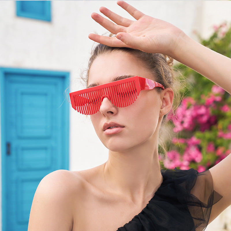 Christmas Costume Creative Comb Sunglasses for Women Multifunctional Gradient Party Blinds Sunglasses Trendy Internet Celebrity