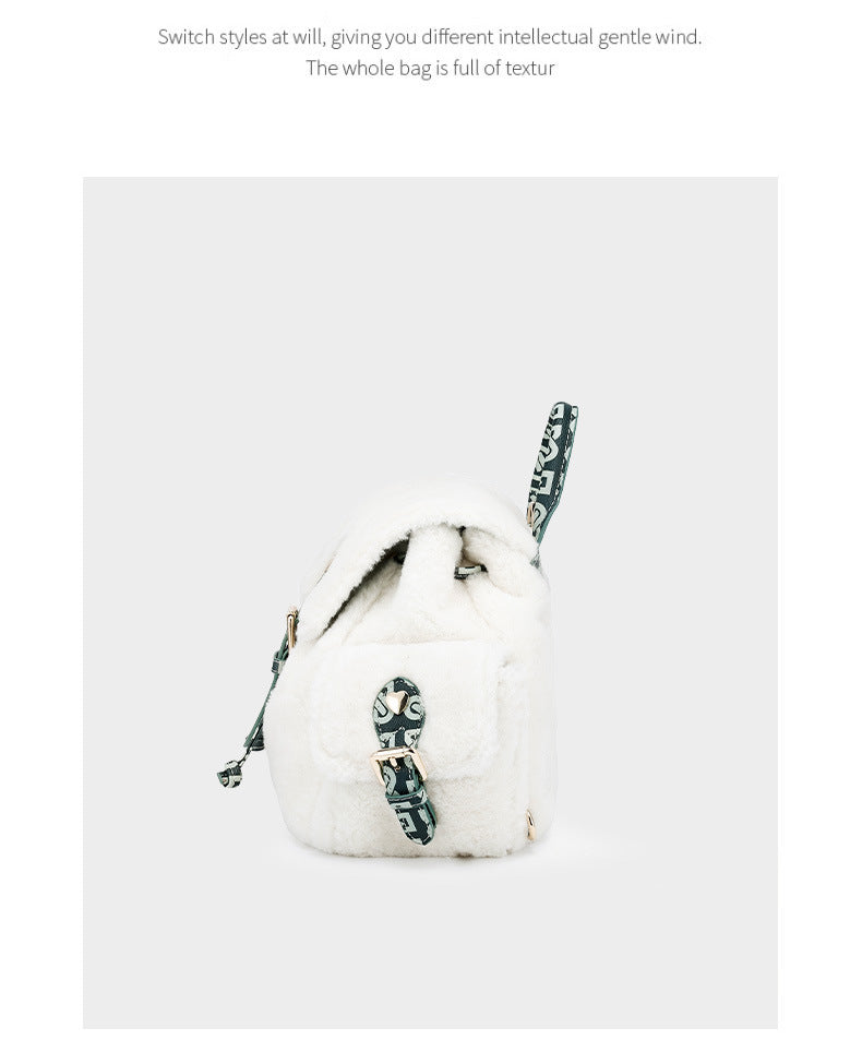 Korean Version Commuting Versatile Casual Mini Backpack Autumn Winter New Plush Double Shoulder Bag for Female Students Class Bag