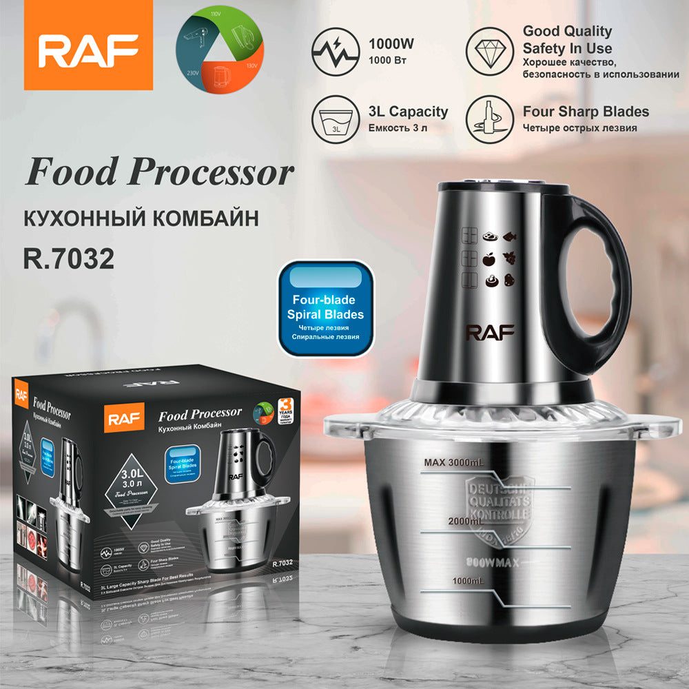 RAF European Standard Stainless Steel Electric Meat Grinder, Vegetable Chopper, Meat Mincer, Household Dual-Speed Food Processor