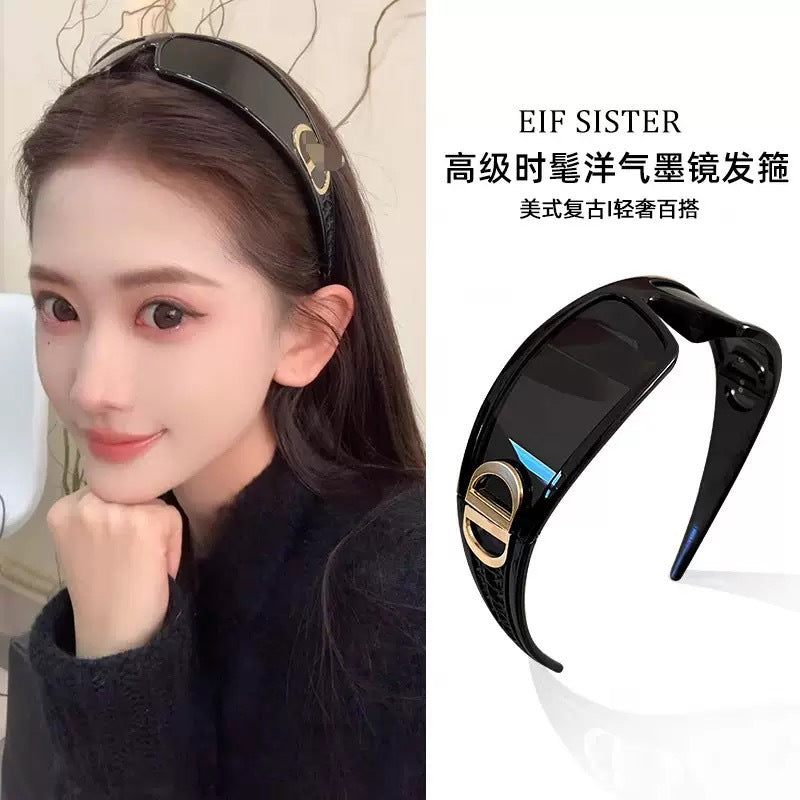 New One-Piece Headband Sunglasses for Women Outdoor UV Protection Sun Glasses High-End Trendy European and American Style Hair Accessories