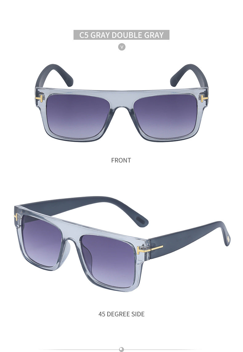 European and American retro women's sunglasses T Square Frame Sunglasses for Women Trendy Glasses Wholesale sunglasses