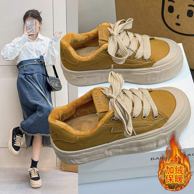 Women's White Sneakers2025New Spring and Autumn Trendy Casual Versatile Platform Thick-Soled Loafers