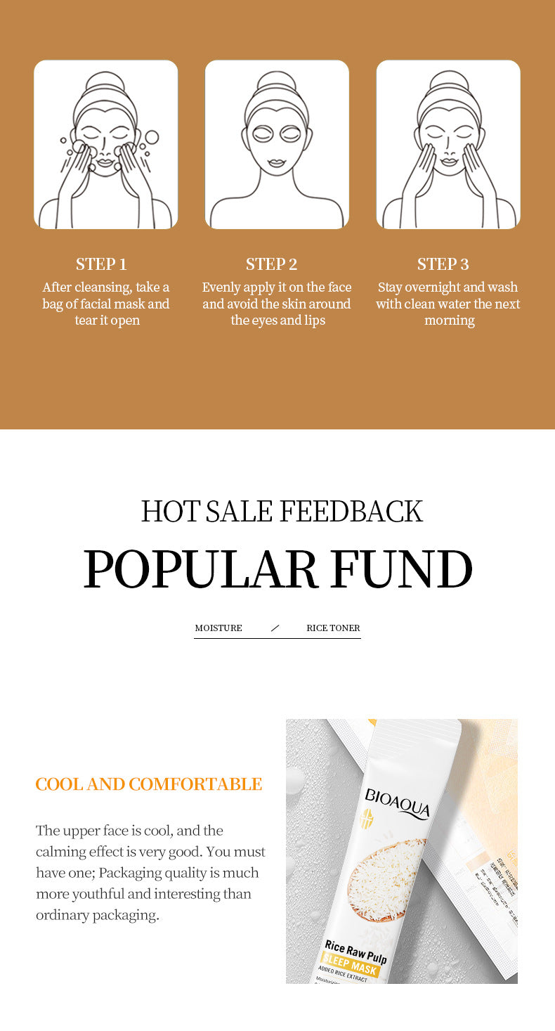 Full English Sleep Mask BIOAOUA Rice No-Wash Apply-Off Good Night Freeze Mask Boxed  Foreign Trade Wholesale