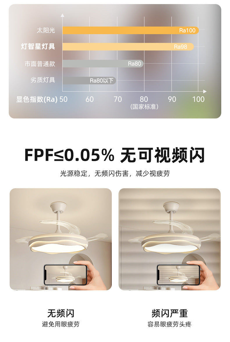 Invisible Fan Lamp Restaurant Chandelier2025New high-end fan light Zhongshan lighting for living room and bedroom ceiling fan light