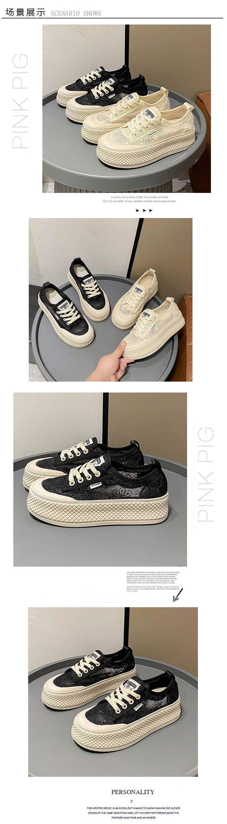 Summer Mesh Breathable Fisherman Shoes for Women with Height Increase6cm New soft-soled non-slip lace sports casual sneakers for women