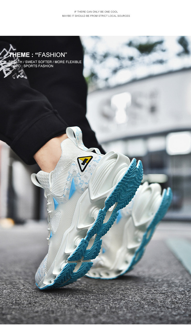 Fashion Blade Men's Shoes Mesh Breathable Sports Casual Running Shoes Men's Shock Absorption Anti-Slip Height Increasing Dad Trendy Shoes