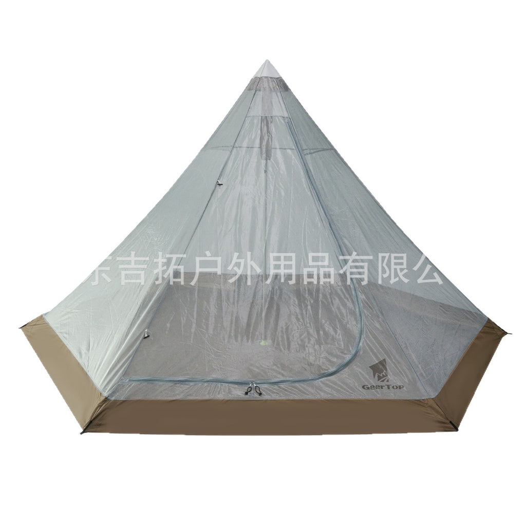 Wholesale outdoor camping tents3-4Indian Pyramid Tent Four Seasons Rainproof Mosquitoproof Double Layer Tent for Multiple People