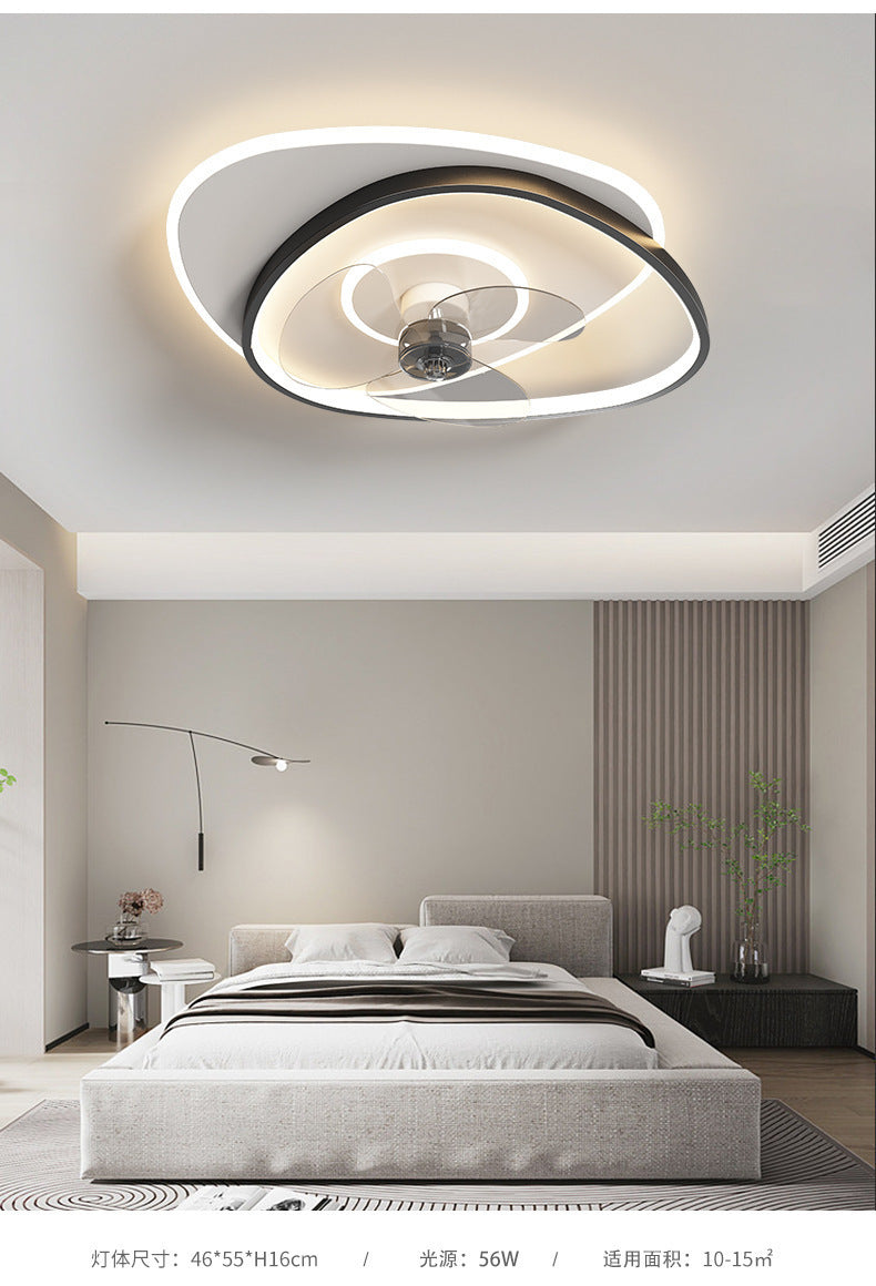 Modern Minimalist Bedroom Shaking Head Fan Light Integrated Children's Room Ceiling Light Silent Living Room Dining Room Zhongshan Lighting