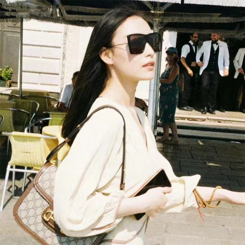 Vanishing Her Chen Mai Same Style Sunglasses for Women Trendy One-Piece Large Frame Polarized Driving Sunglasses for Women Sun Protection Glasses Wholesale