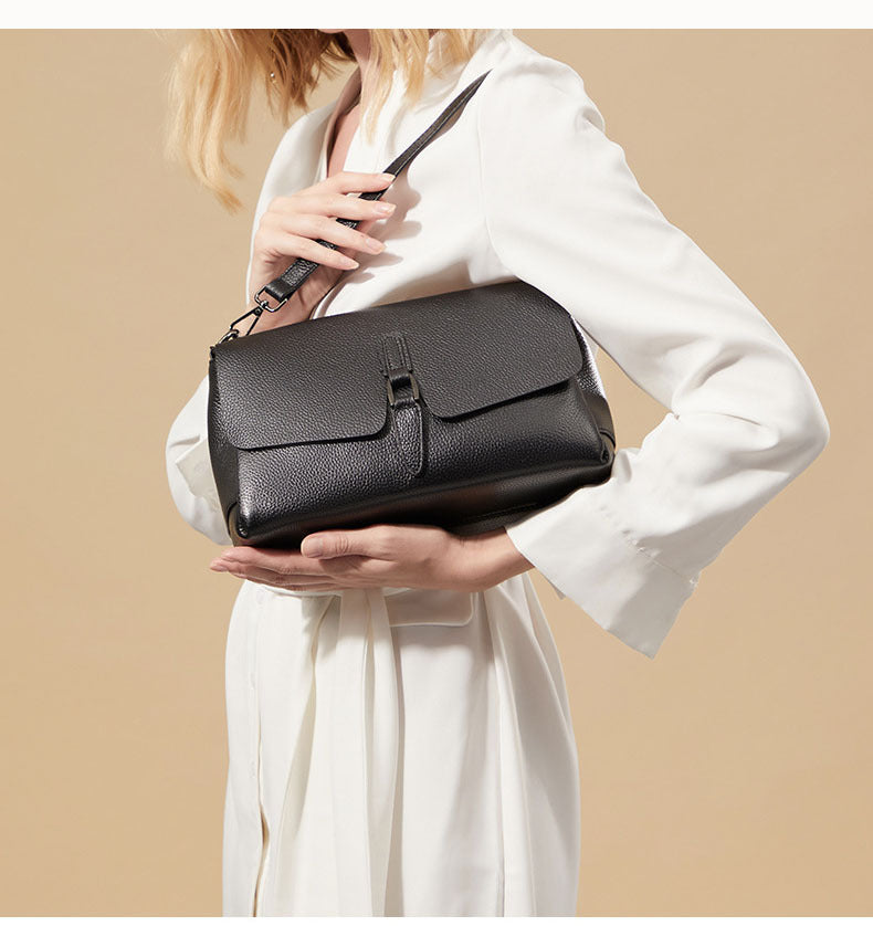 Women's Genuine Leather Bag for Middle-aged Moms, Large Capacity Soft Cowhide Underarm Bag, Single Shoulder Crossbody Bag, Shiling Bag, Spring New Model