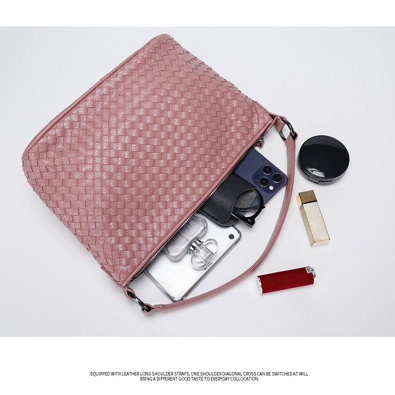 New Simple Basket Bag for Women, Single Shoulder Bag, Underarm Bag, Versatile Handwoven Design, Large Capacity Women's Bag